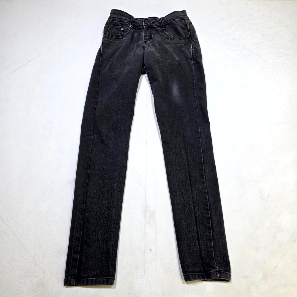 Amia Jeans Women Size 3/4 Black Slim Fit A202 Faded Denim Pants Streetwear